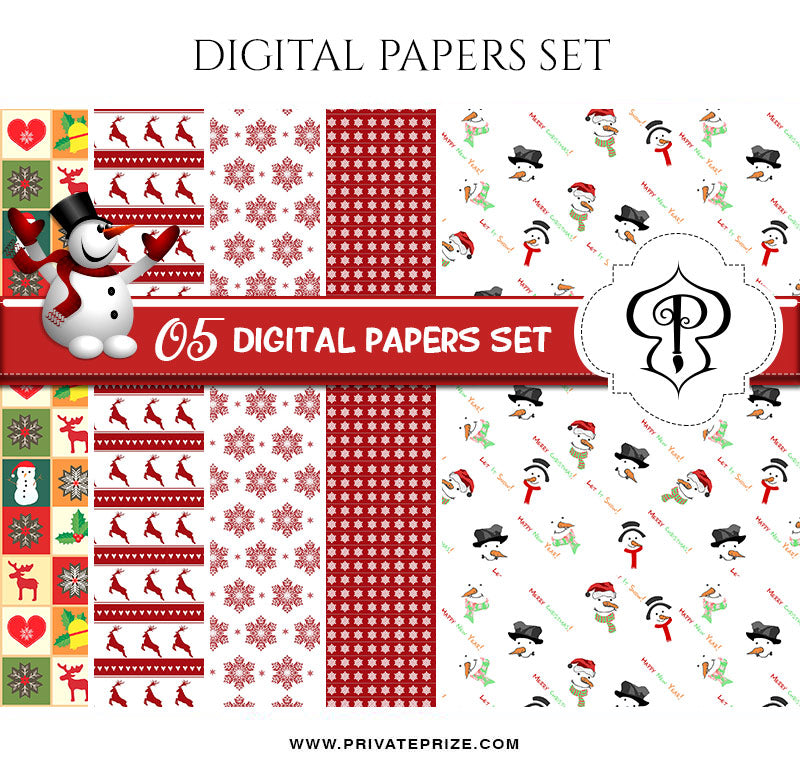 Christmas Digital Paper Pack - Photography Photoshop Template