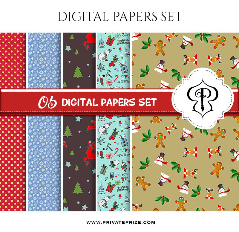 Christmas - Digital Paper Pack - Photography Photoshop Template