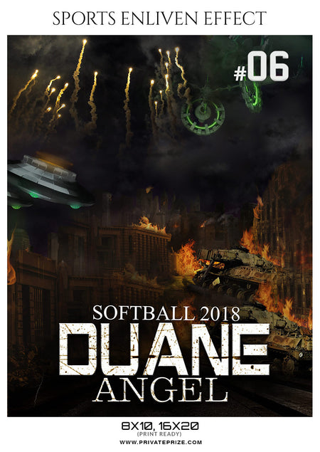 Duane Angel - Softball Sports Enliven Effects Photoshop Template - Photography Photoshop Template