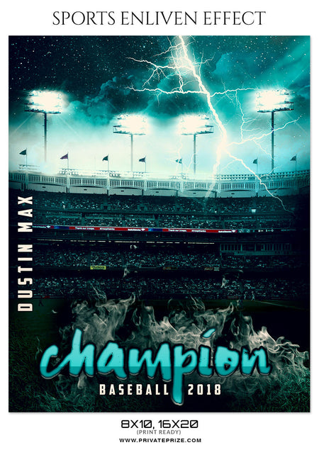 Dustin Max Baseball - Sports Enliven Effect Photography Template - Photography Photoshop Template