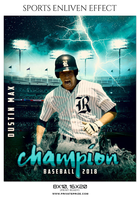 Dustin Max Baseball - Sports Enliven Effect Photography Template - Photography Photoshop Template