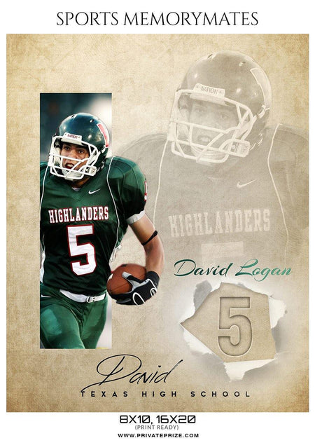 David Logan - Football Memory Mate Photoshop Template - PrivatePrize - Photography Templates
