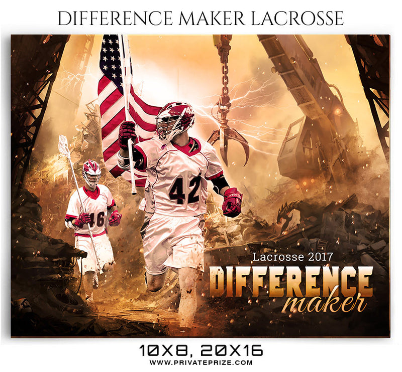 Difference Maker Lacrosse Themed Sports Photography Template - Photography Photoshop Template