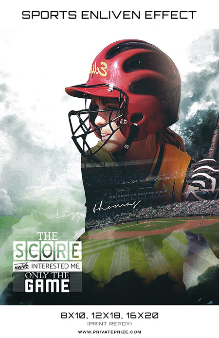 Double Exposer Softball High School Sports - Enliven Effects - Photography Photoshop Template