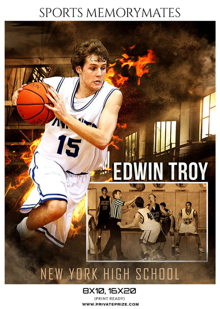 EDWIN TROY BASKETBALL MEMORY MATE - Photography Photoshop Template