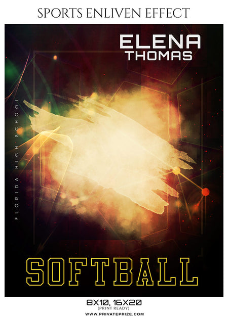 Elena Thomas - Softball Sports Enliven Effects Photoshop Template - Photography Photoshop Template