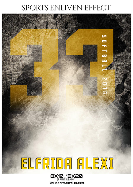 Elfrida Alexi - Softball Sports Enliven Effects Photoshop Template - Photography Photoshop Template