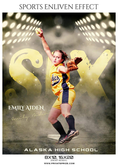 Emily Aiden - Softball Sports Enliven Effect Photography Template - PrivatePrize - Photography Templates