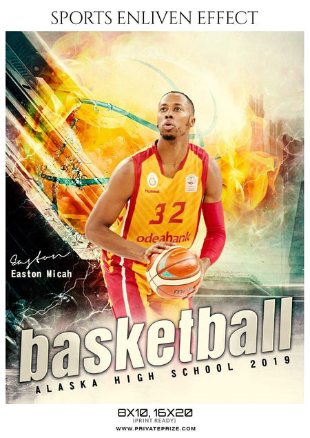 Easton Micah - Basketball Sports Enliven Effect Photography Template - PrivatePrize - Photography Templates