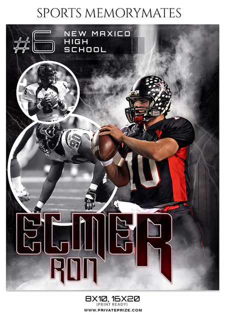 ELMER RON FOOTBALL SPORTS MEMORY MATE - Photography Photoshop Template