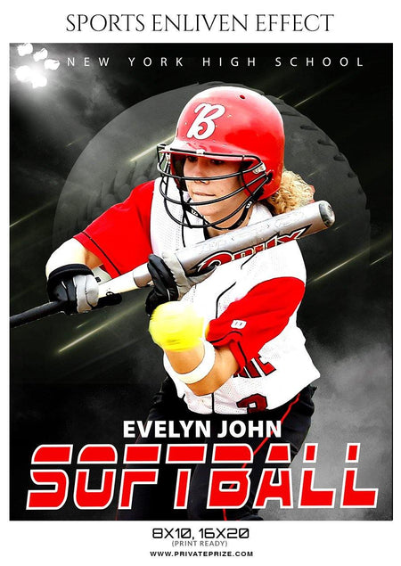 Evelyn John - Softball Sports Enliven Effect Photography template - PrivatePrize - Photography Templates