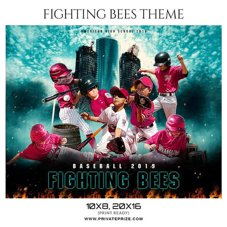 Fighting Bees - Baseball Sports Theme Sports Photography Template - PrivatePrize - Photography Templates