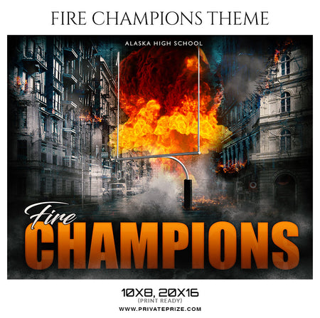 Fire Champions Football Themed Sports Photography Template - Photography Photoshop Template