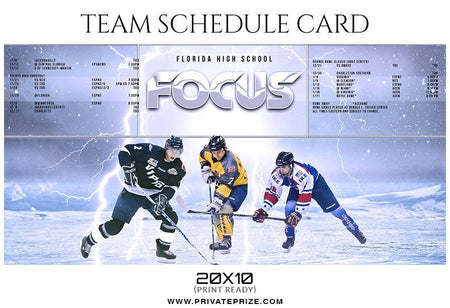 Focus - Team Sports Schedule Card Photoshop Templates - PrivatePrize - Photography Templates