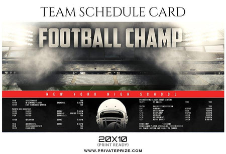Football Champ - Team Sports Schedule Card Photoshop Templates - PrivatePrize - Photography Templates