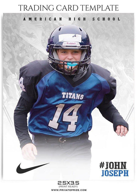 Football Sports Trading Card Photoshop Template - PrivatePrize - Photography Templates