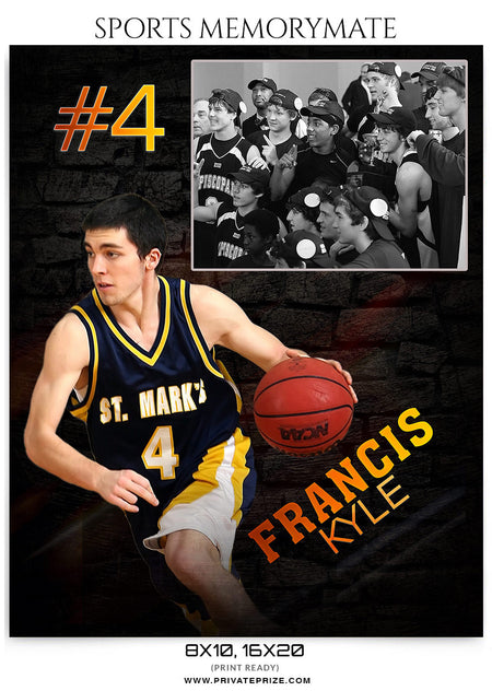 Francis Kyle Basketball- Sports Memory Mate Photoshop Template - Photography Photoshop Template