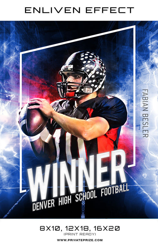 Fabian Denver High School Football Sports Template -  Enliven Effects - Photography Photoshop Templates