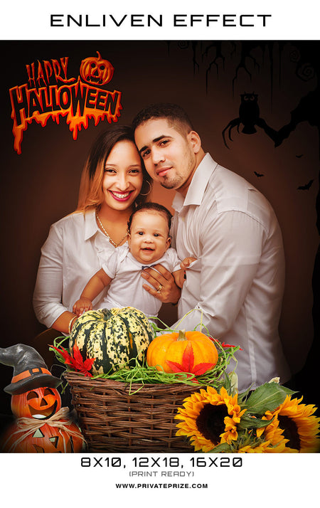 Family Backdrop Halloween Template -  Enliven Effects - Photography Photoshop Template