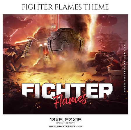 Fighter Flames Baseball Themed Sports Photography Template