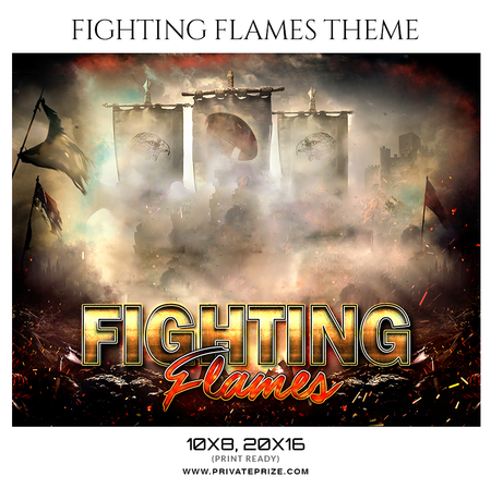 Fighting Flames - Football Themed Sports Photography Template - PrivatePrize - Photography Templates