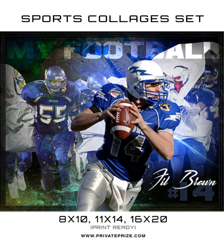 Fil Brown Football High School Sports Template -  Enliven Effects - Photography Photoshop Templates