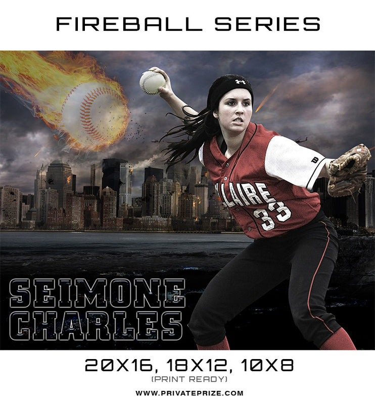 Seimone Baseball - Sports Fireball Series - Photography Photoshop Template