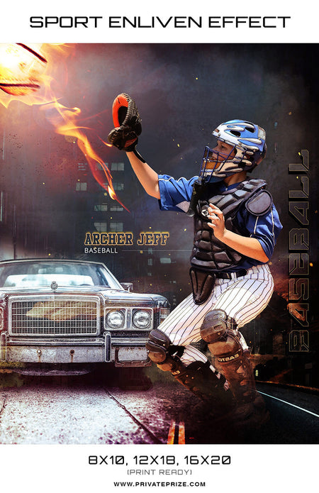 Firely Baseball High School Sports - Enliven Effects - Photography Photoshop Templates