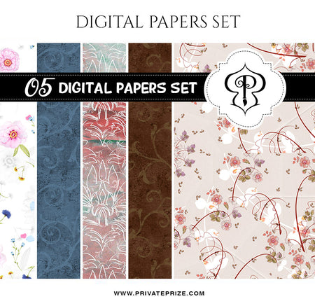 Floral Pattern Digital Paper Pack - Photography Photoshop Template