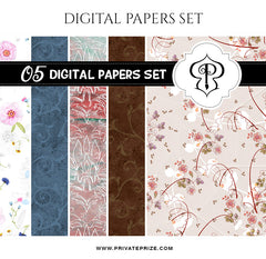 Floral Pattern Digital Paper Pack