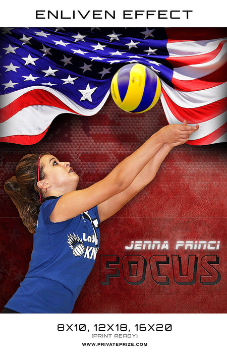 Focus - Jenna Volleyball Sports Template -  Enliven Effects - Photography Photoshop Templates