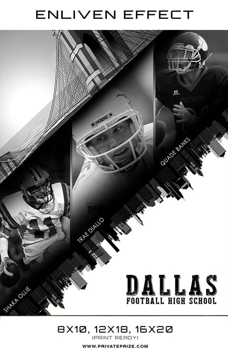 Football Team Dallas High School Sports Template -  Enliven Effects - Photography Photoshop Templates