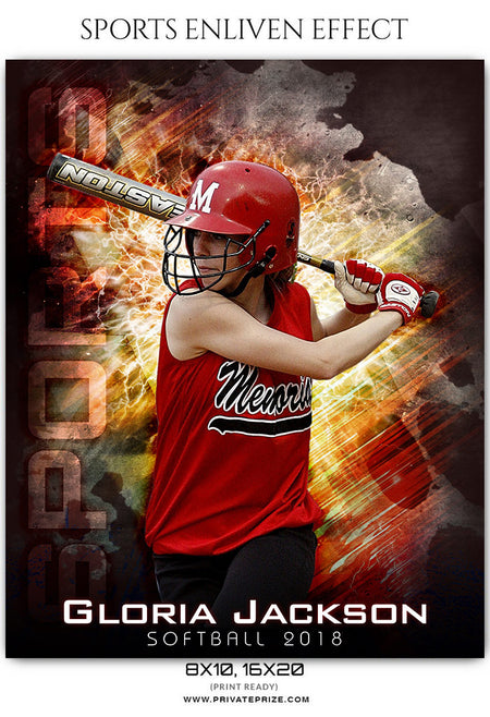 Gloria Jackson - Softball Sports Enliven Effects Photography Template - Photography Photoshop Template