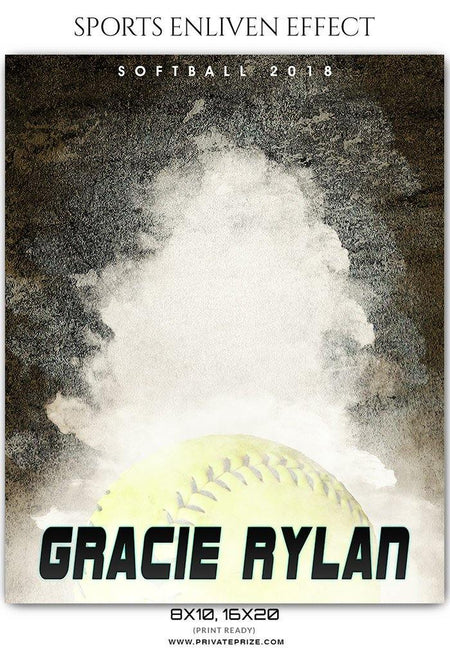 Gracie Rylan - Softball Sports Enliven Effect Photography Template - PrivatePrize - Photography Templates