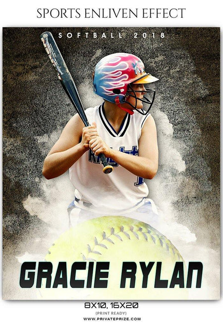 Gracie Rylan - Softball Sports Enliven Effect Photography Template - PrivatePrize - Photography Templates