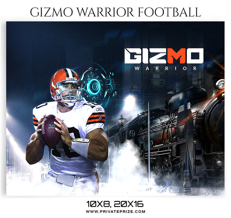 Gizmo-Warrior-Football Themed Sports Photography Template - Photography Photoshop Template