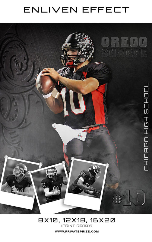 Gregg Chicago High School Sports Template -  Enliven Effects - Photography Photoshop Template