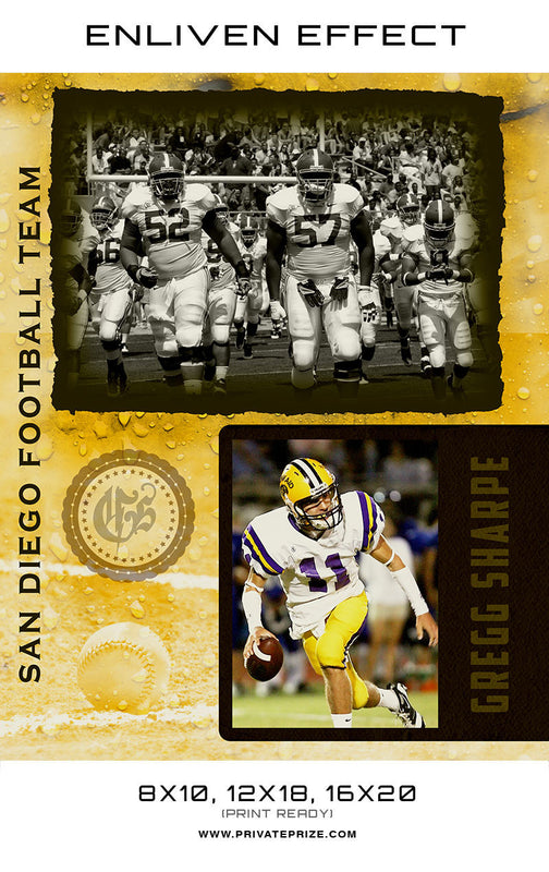 Gregg San Diego Football Team - Sports Collage Photoshop Template - Photography Photoshop Template