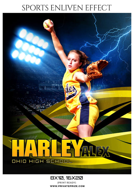HARLEY ALEX SOFTBALL- SPORTS ENLIVEN EFFECTS - Photography Photoshop Template