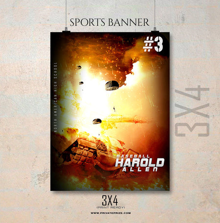 Harold Allen Baseball Enliven Effects Sports Banner Photoshop Template - Photography Photoshop Template