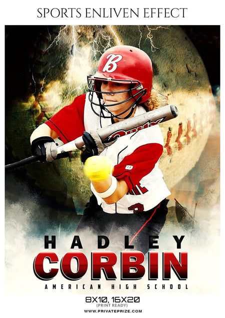 Hadley Corbin - Softball Sports Enliven Effect Photography template - PrivatePrize - Photography Templates