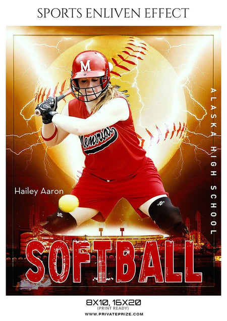 Hailey Aaron - Softball Sports Enliven Effect Photography template - PrivatePrize - Photography Templates