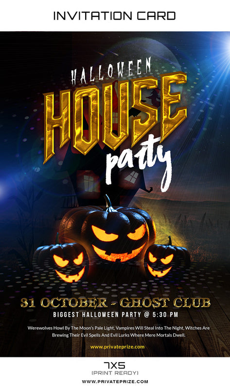 Halloween House Party Invitation Card - Photography Photoshop Template