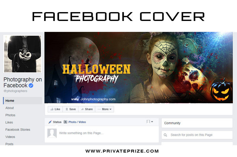 Halloween Photoshot Facebook Timeline Cover - 1 - Photography Photoshop Template