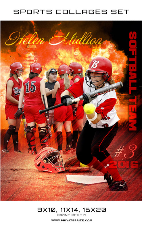 Helen Softball High School Sports Template -  Enliven Effects - Photography Photoshop Template