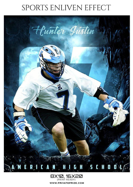 Hunter Justin - Lacrosse Sports Enliven Effects Photography Template - PrivatePrize - Photography Templates