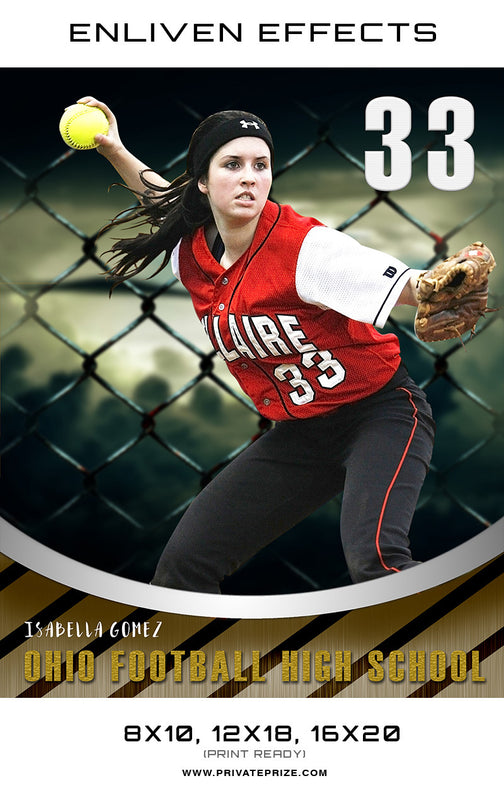 Isabella Ohio Softball High School - Enliven Effects - Photography Photoshop Template