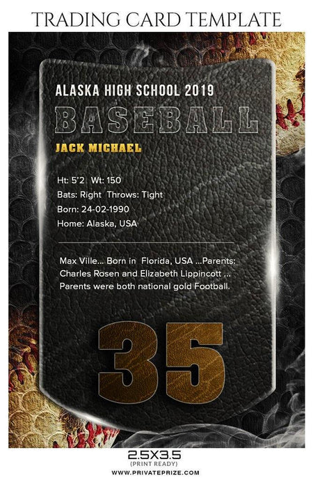 Jack Michael - Baseball Sports Trading Card Photoshop Template - PrivatePrize - Photography Templates
