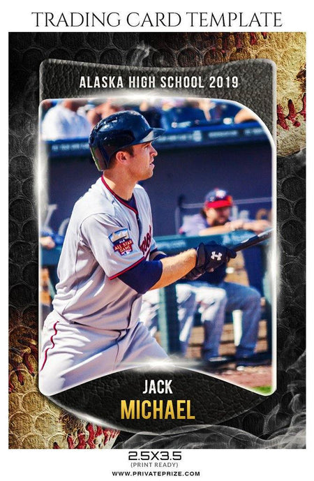 Jack Michael - Baseball Sports Trading Card Photoshop Template - PrivatePrize - Photography Templates