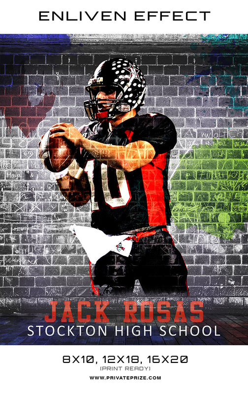 Jack Rosas Football High School Sports - Enliven Effects - Photography Photoshop Template